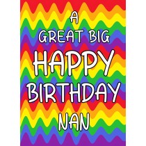 Happy Birthday 'Nan' Greeting Card (Rainbow)
