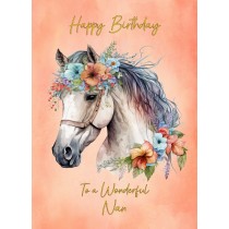 Horse Art Birthday Card For Nan (Design 2)