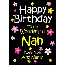 Personalised Nan Birthday Card (Black)