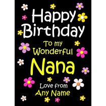 Personalised Nana Birthday Card (Black)