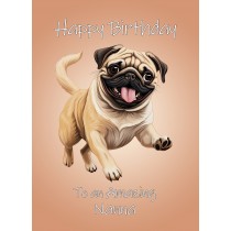 Pug Dog Birthday Card For Nanna