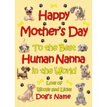 Personalised From The Dog Happy Mothers Day Card (Yellow, Human Nanna)
