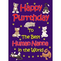 From The Cat Birthday Card (Purple, Human Nanna, Happy Purrthday)