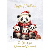 Christmas Card For Nanna and Grandad (Panda Bear Family Art)