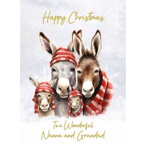 Christmas Card For Nanna and Grandad (Donkey Family Art)
