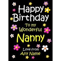 Personalised Nanny Birthday Card (Black)
