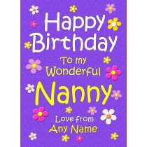 Personalised Nanny Birthday Card (Purple)