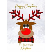 Christmas Card For Neighbour (Reindeer Cartoon)