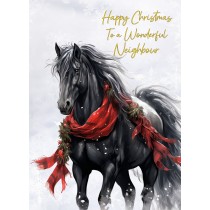 Christmas Card For Neighbour (Horse Art Black)