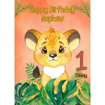 1st Birthday Card for Nephew (Lion)
