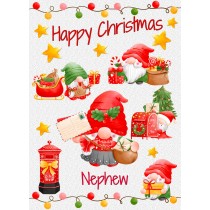 Christmas Card For Nephew (Gnome, White)