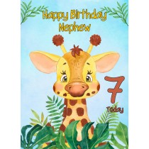 7th Birthday Card for Nephew (Giraffe)
