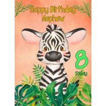 8th Birthday Card for Nephew (Zebra)