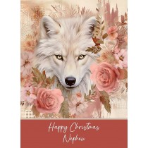 Christmas Card For Nephew (Wolf Art, Design 1)