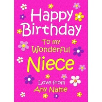 Personalised Niece Birthday Card (Cerise)