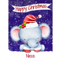 Christmas Card For Niece (Happy Christmas, Elephant)