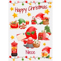 Christmas Card For Niece (Gnome, White)