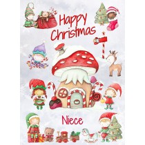Christmas Card For Niece (Elf, White)
