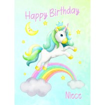 Birthday Card For Niece (Unicorn, Green)