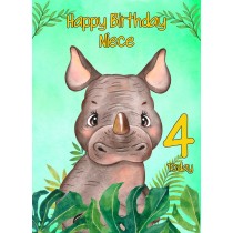 4th Birthday Card for Niece (Rhino)