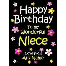 Personalised Niece Birthday Card (Black)