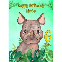 6th Birthday Card for Niece (Rhino)