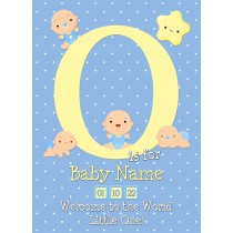 Personalised Baby Boy Birth Greeting Card (Name Starting With 'O')