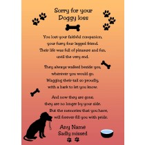 Personalised Sympathy Doggy Loss Card (Orange)