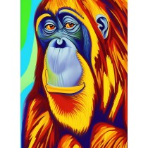 Orangutan Animal Colourful Abstract Art Blank Greeting Card