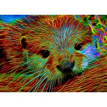 Otter Neon Art Blank Greeting Card
