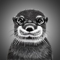 Otter Funny Black and White Art Blank Card (Spexy Beast)