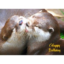 Otter Art Birthday Card