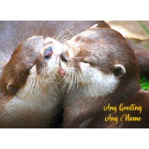Personalised Otter Art Greeting Card (Birthday, Christmas, Any Occasion)