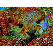 Personalised Otter Neon Art Greeting Card (Birthday, Christmas, Any Occasion)