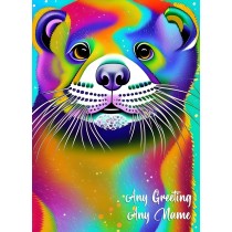 Personalised Otter Animal Colourful Abstract Art Greeting Card (Birthday, Fathers Day, Any Occasion)