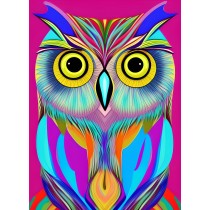 Owl Animal Colourful Abstract Art Blank Greeting Card