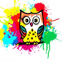 Owl Splash Art Cartoon Square Blank Card