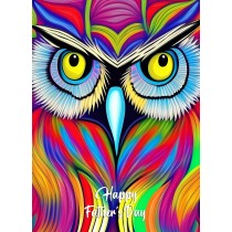 Owl Animal Colourful Abstract Art Fathers Day Card