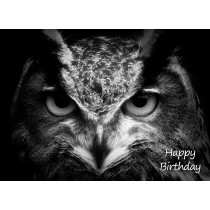 Owl Black and White Art Birthday Card