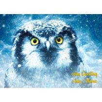 Personalised Owl Art Greeting Card (Birthday, Christmas, Any Occasion)