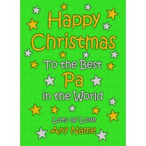 Personalised Pa Christmas Card (Green)