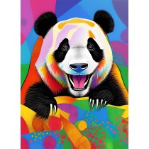 Panda Animal Colourful Abstract Art Blank Greeting Card