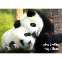 Personalised Panda Art Greeting Card (Birthday, Christmas, Any Occasion)