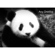 Personalised Panda Black and White Art Greeting Card (Birthday, Christmas, Any Occasion)