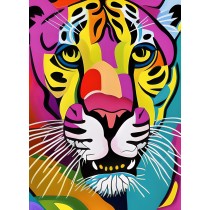 Panther Animal Colourful Abstract Art Blank Greeting Card