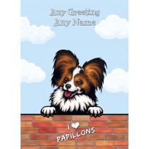 Personalised Papillon Dog Birthday Card (Art, Clouds)