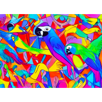 Parrot Animal Colourful Abstract Art Blank Greeting Card