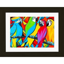 Parrot Animal Picture Framed Colourful Abstract Art (25cm x 20cm Black Frame)
