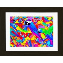 Parrot Animal Picture Framed Colourful Abstract Art (A4 Black Frame)