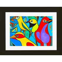 Parrot Animal Picture Framed Colourful Abstract Art (30cm x 25cm Black Frame)